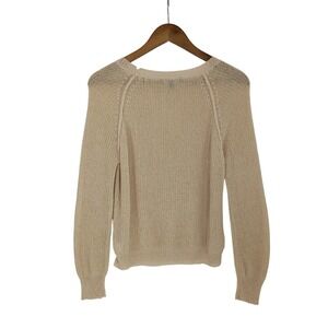 Lulus Beige Knit Sweater Boat Neck‎ Long Sleeve Casual Women Size S